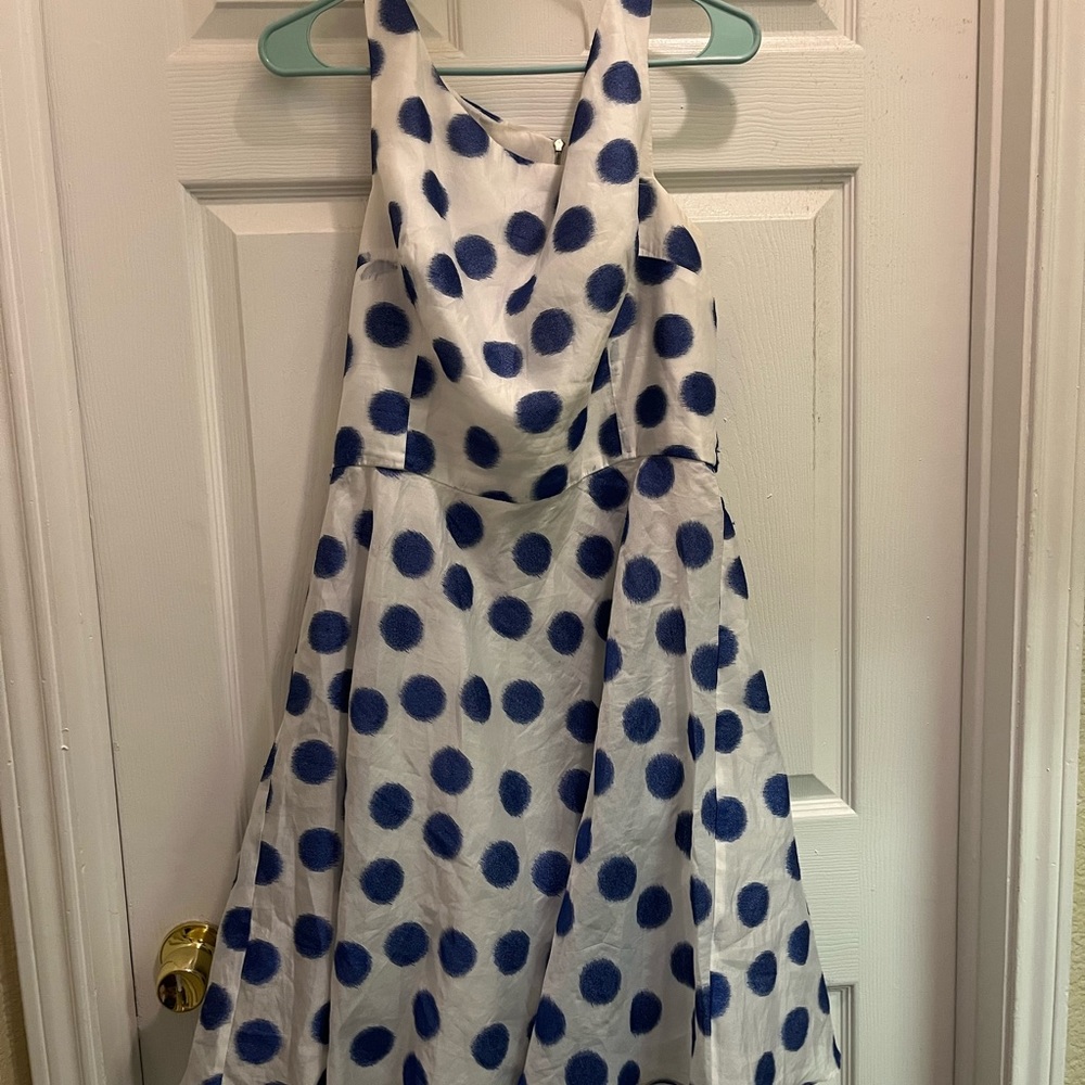 Betsey Johnson White dress with blue dots size 14